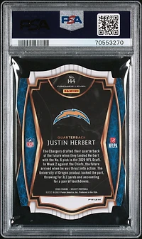 2020 Panini Select 144 Justin Herbert Die-cut Blue Prizm PSA 10