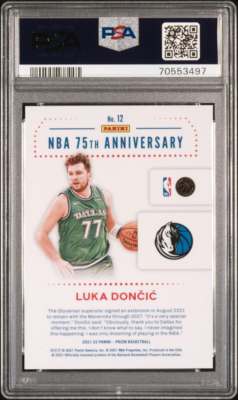 2021 Panini Prizm Nba 75th Logo 12 Luka Doncic PSA 10