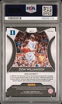 2019 Panini Prizm Draft Picks 1 Zion Williamson Blue Prizm PSA 9