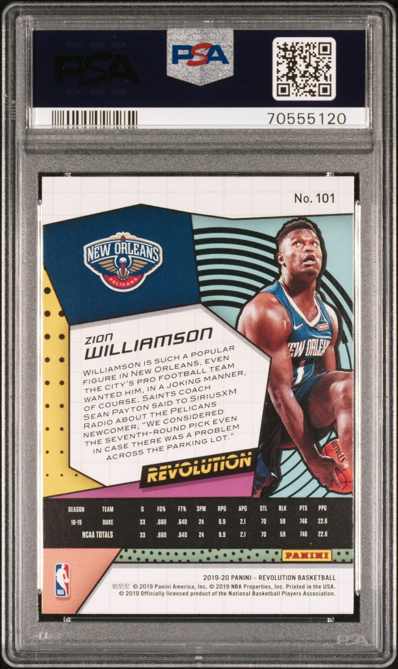 2019 Panini Revolution 101 Zion Williamson PSA 9