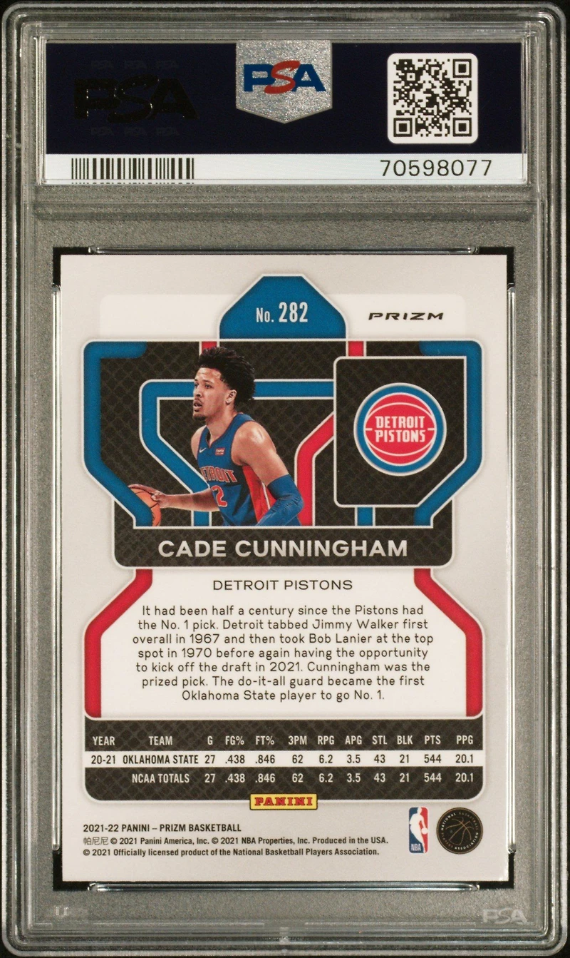 2021 Panini Prizm 282 Cade Cunningham Red/white/blue Prizm PSA 10