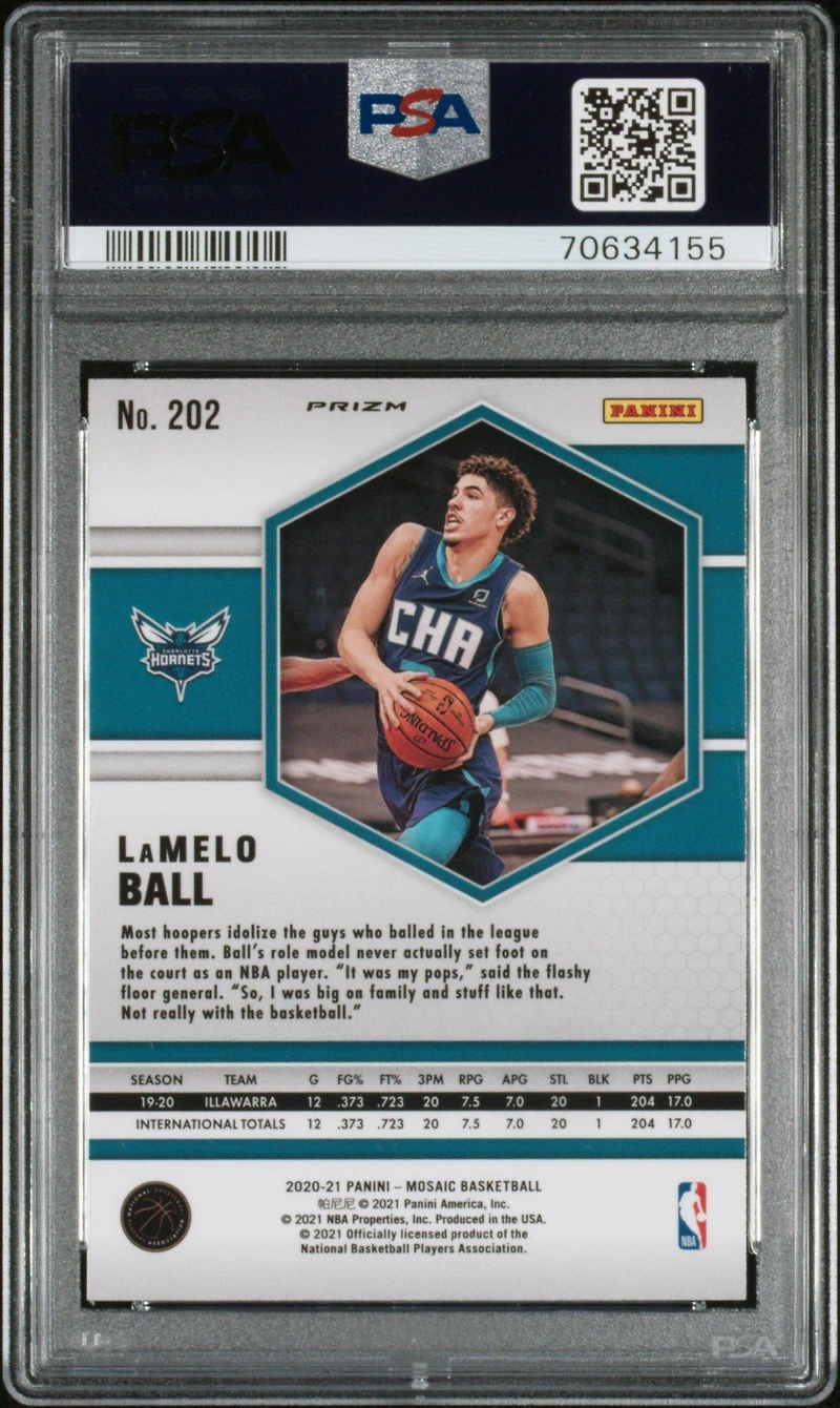 2020 Panini Mosaic 202 Lamelo Ball Red/green Choice PSA 10