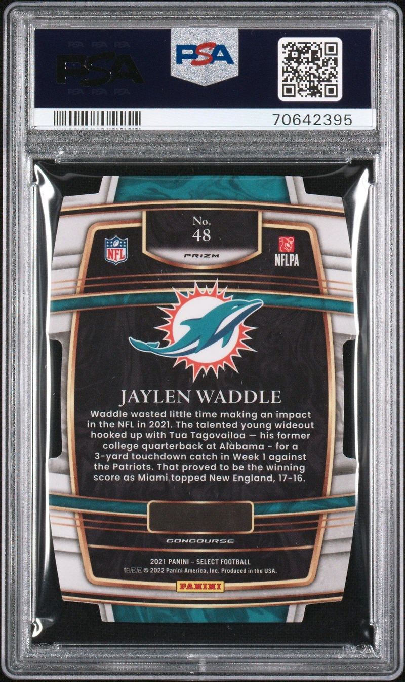 2021 Panini Select 48 Jaylen Waddle Die-cut Silver Prizm PSA 9