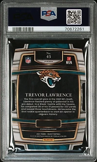 2021 Panini Select 43 Trevor Lawrence Die-cut Red/yellow Prizm PSA 9