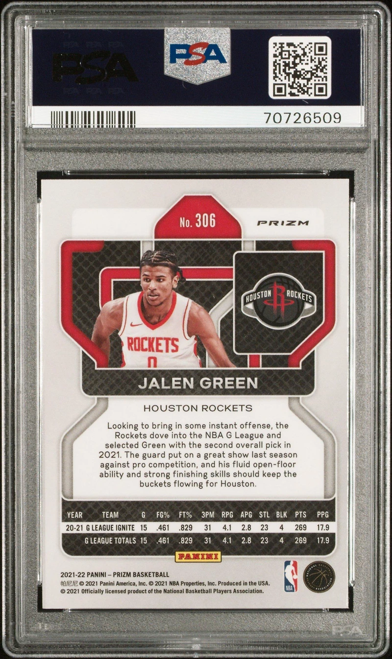 2021 Panini Prizm 306 Jalen Green Ice PSA
