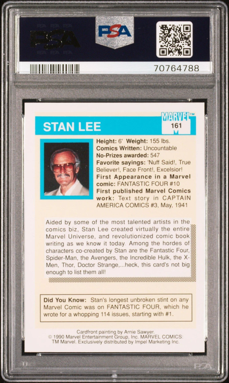1990 Marvel Universe 161 Stan Lee PSA 10