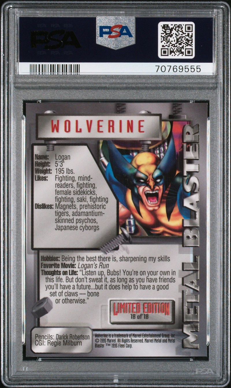 1995 Marvel Metal Metal Blaster 18 Wolverine PSA 9