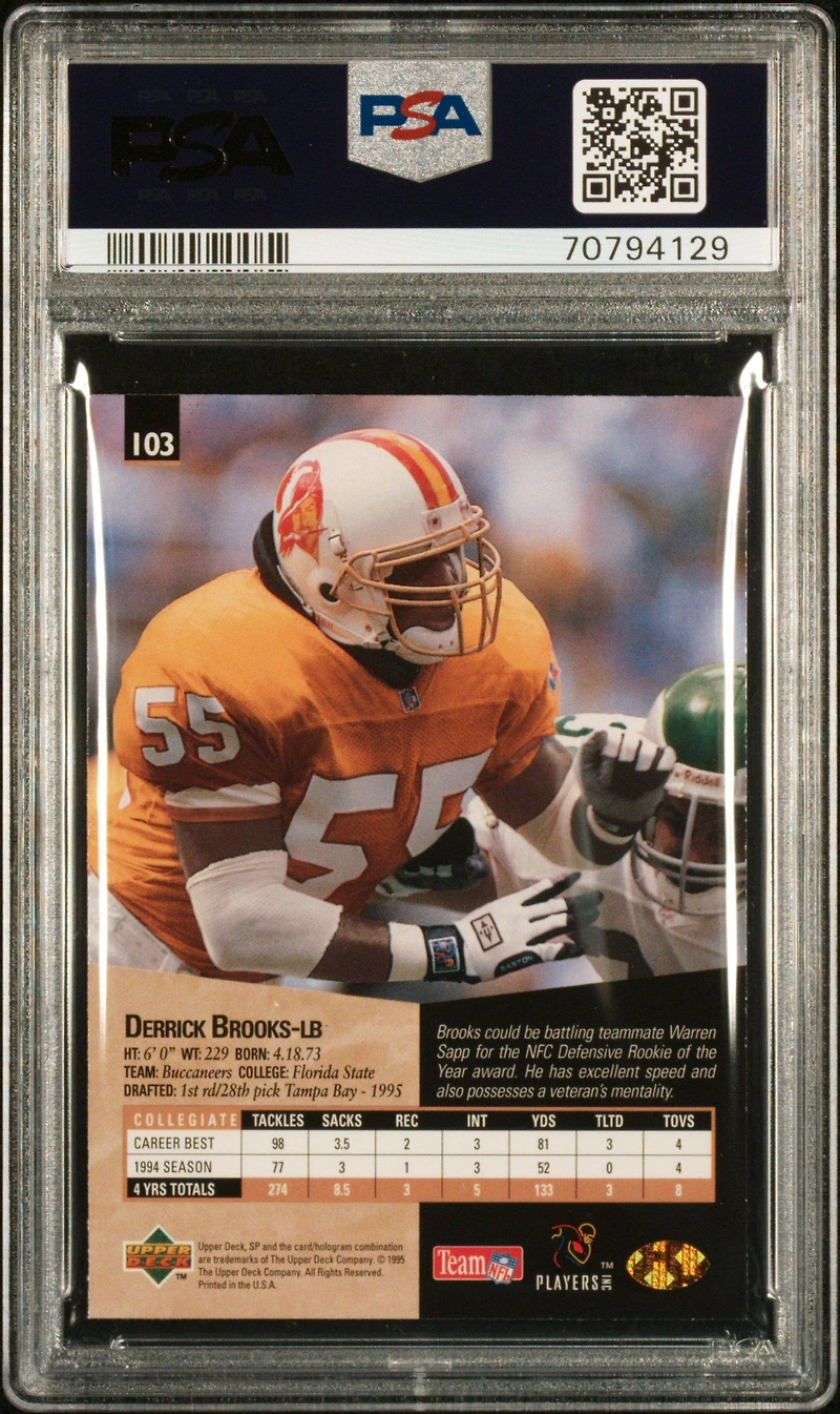 1995 Sp 103 Derrick Brooks PSA 9