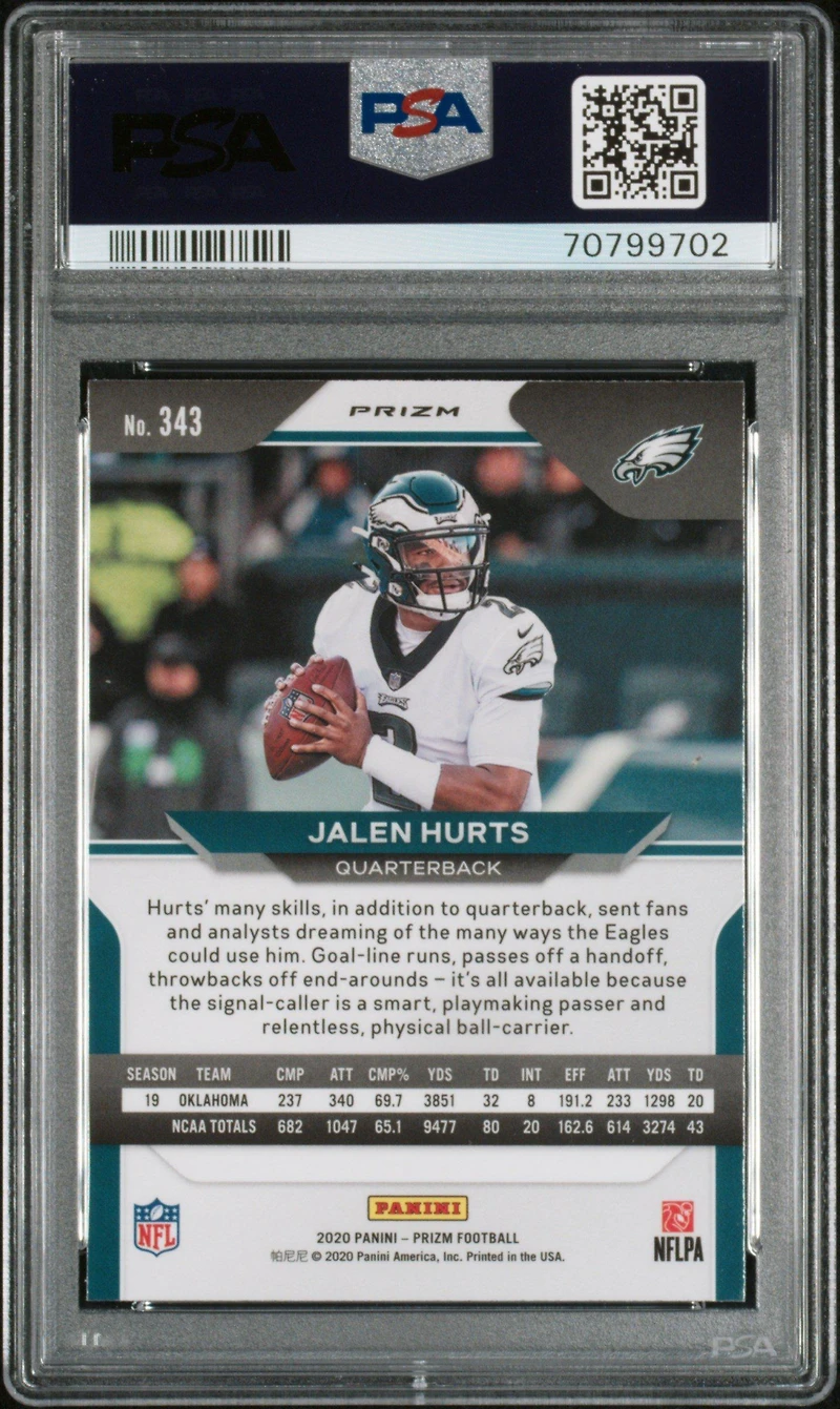 Panini Prizm Jalen Hurts Neon Green Pulsar PSA