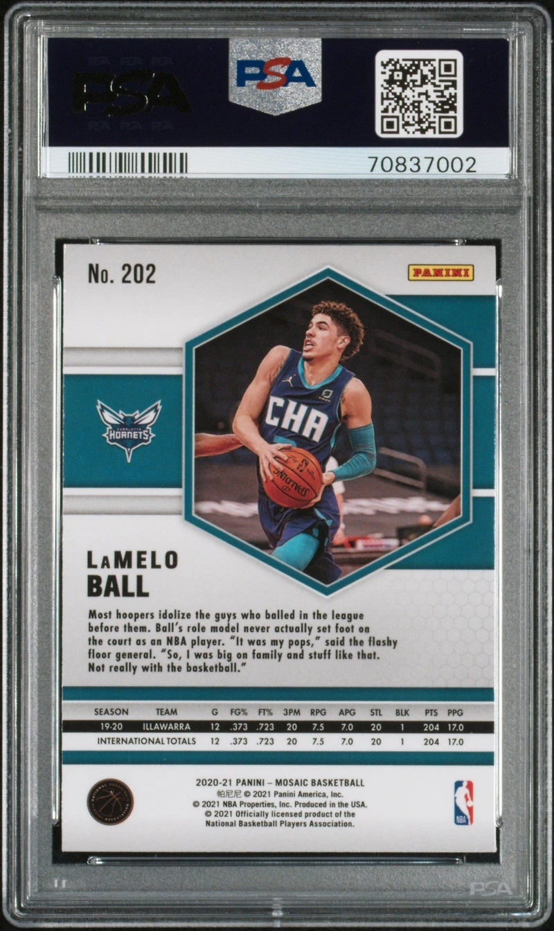 2020 Panini Mosaic 202 Lamelo Ball Mosaic PSA 10