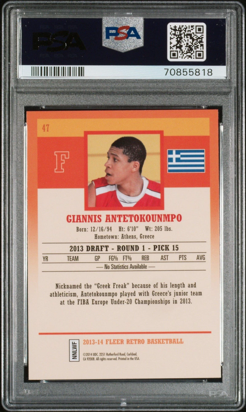 2013 Fleer Retro 47 Giannis Antetokounmpo PSA 9