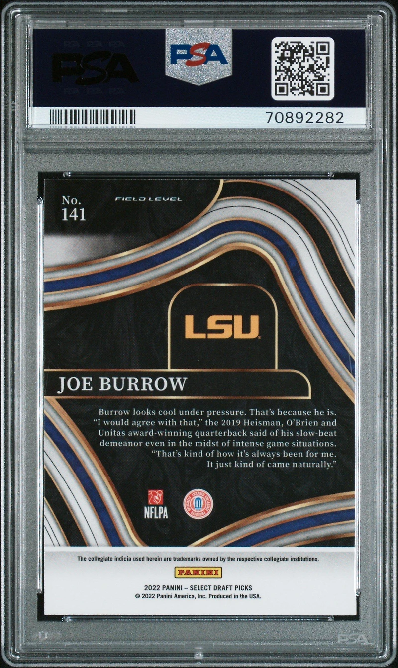 2022 Panini Select Draft Picks 141 Joe Burrow Blue PSA 10