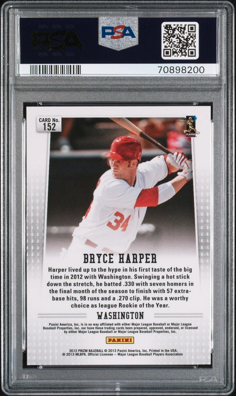 2012 Panini Prizm 152 Bryce Harper PSA 9