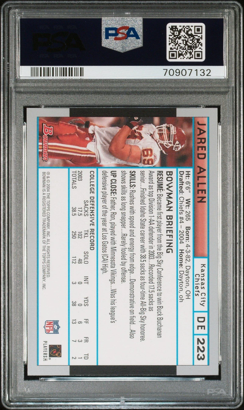 2004 Bowman 223 Jared Allen PSA 9
