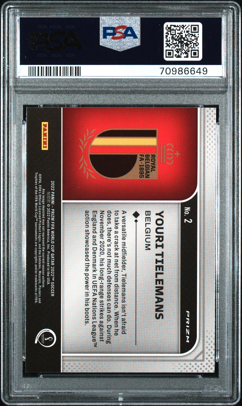 2022 Panini Prizm World Cup Qatar National Pride 2 Youri Tielemans PSA 9