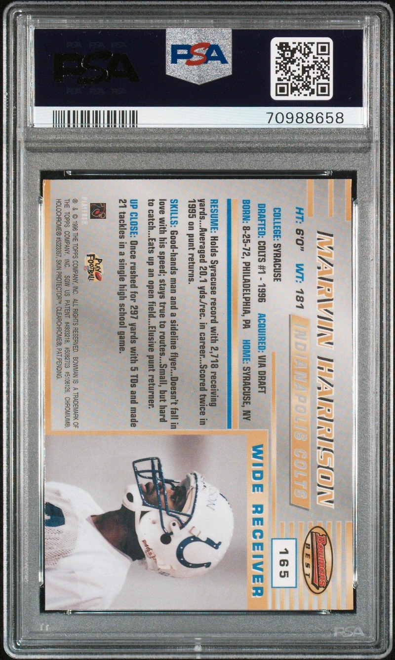1996 Bowman's Best 165 Marvin Harrison PSA 9