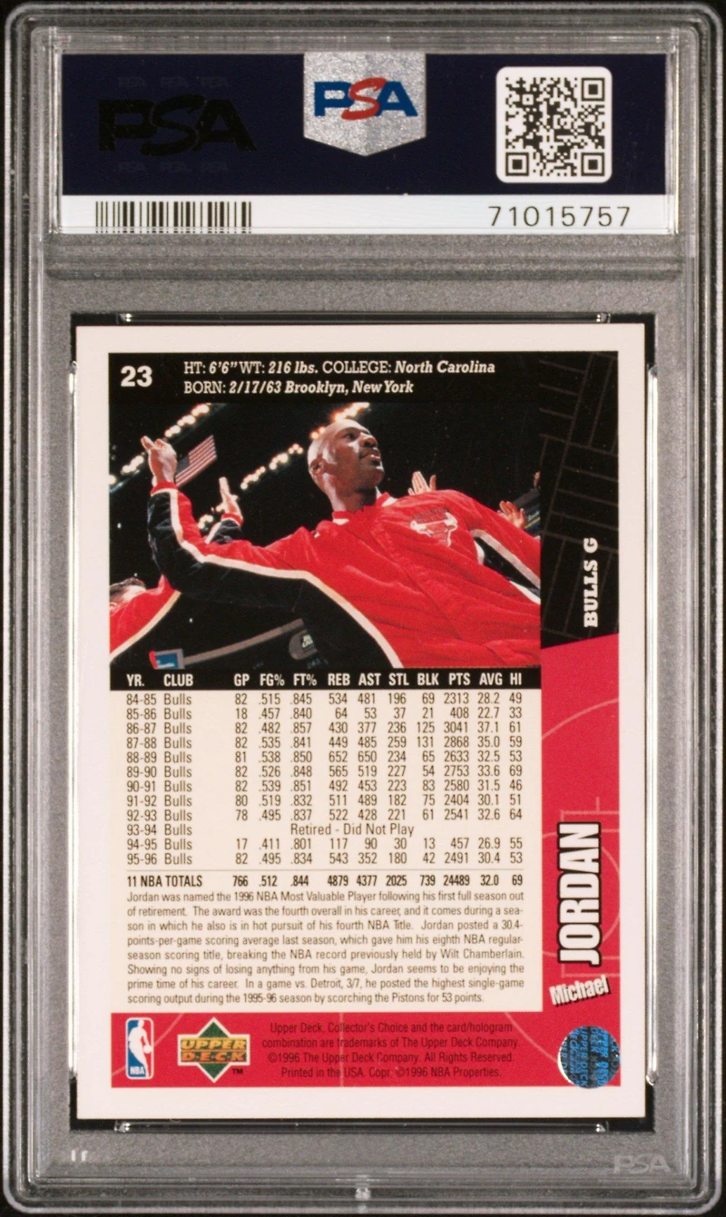 1996 Collector's Choice 23 Michael Jordan PSA