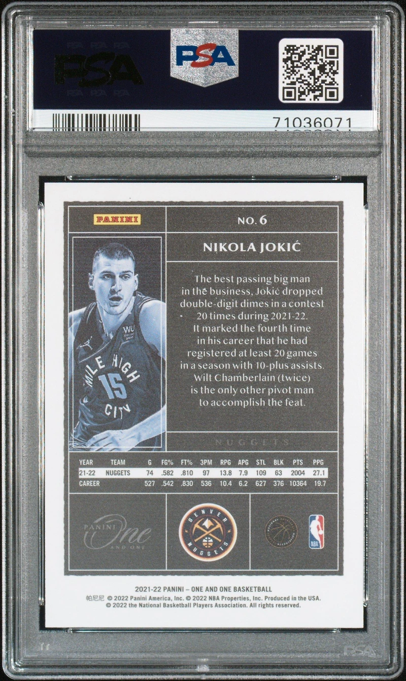 2021 Panini One And One 6 Nikola Jokic Red PSA 10