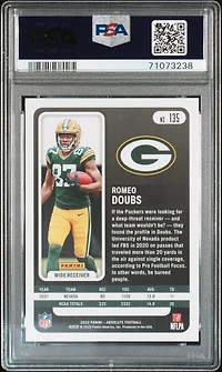 2022 Panini Absolute 135 Romeo Doubs Gold Stars PSA 10