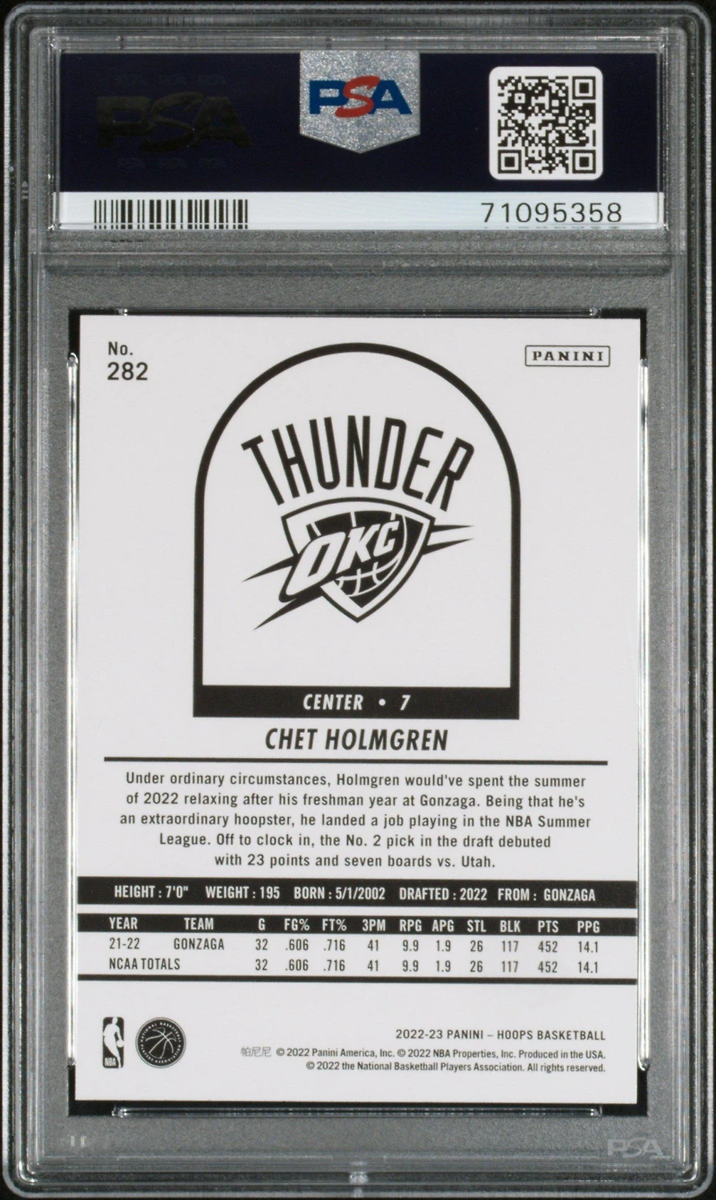 2022 Panini Nba Hoops 282 Chet Holmgren PSA