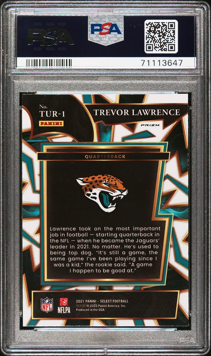 2021 Panini Select Turbocharged Tur1 Trevor Lawrence Silver Prizm PSA 10