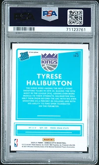 2020 Panini Donruss Optic 162 Tyrese Haliburton Purple Shock PSA 9