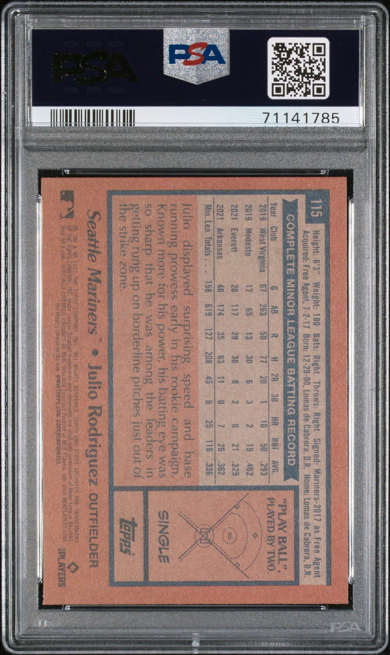 2022 Topps Archives 115 Julio Rodriguez PSA 10