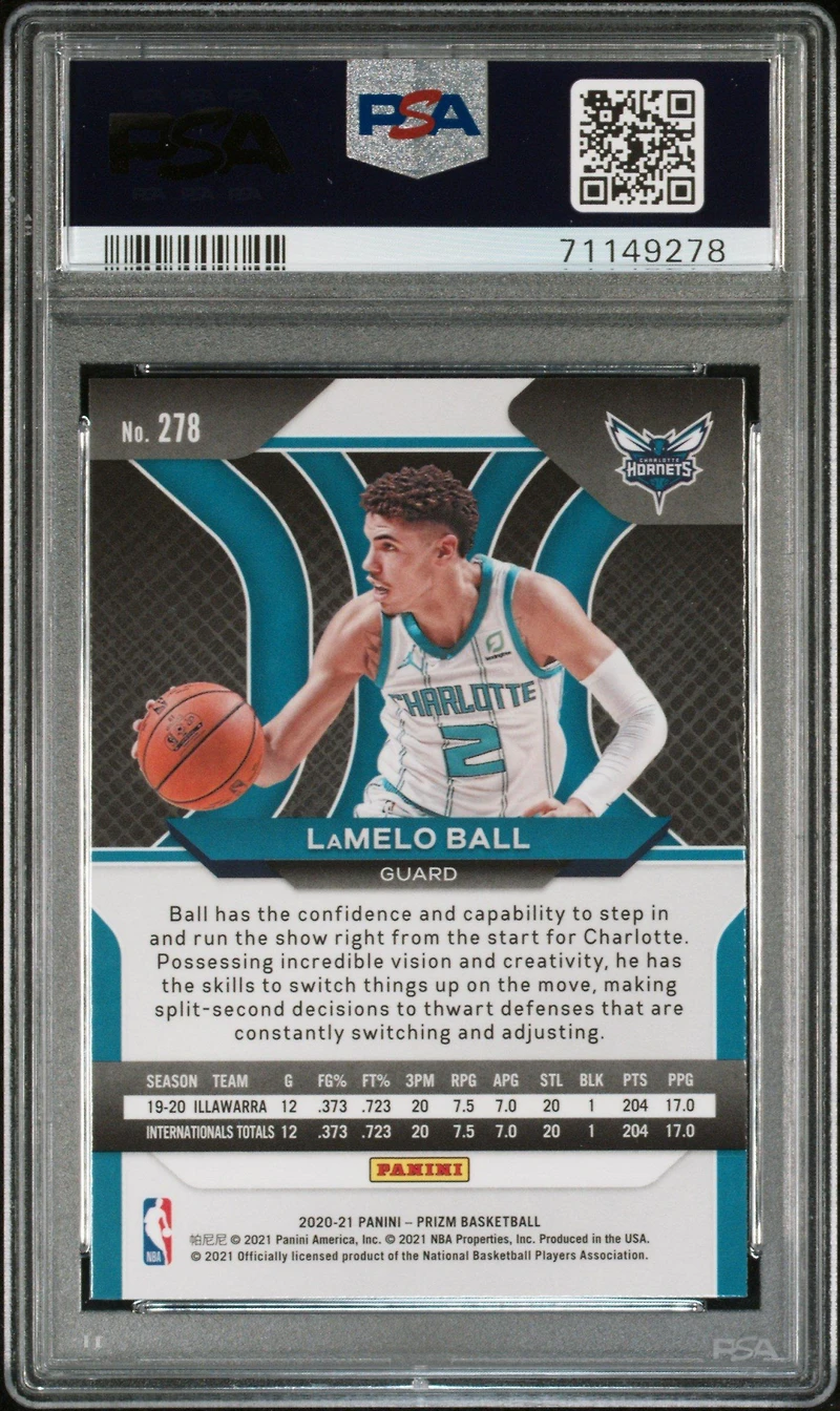 2020 Panini Prizm 278 Lamelo Ball PSA 10