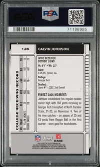 2007 Finest 135 Calvin Johnson PSA 10