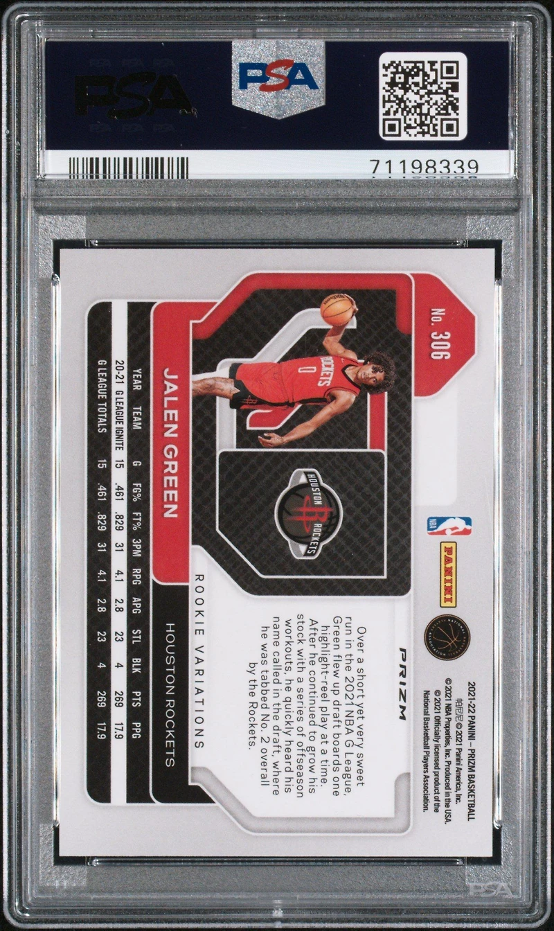 2021 Panini Prizm 306 Jalen Green Variation-fast Break PSA 10