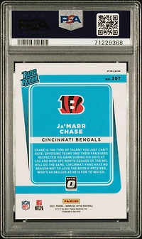 2021 Panini Donruss Optic 207 Ja'marr Chase Green Velocity PSA