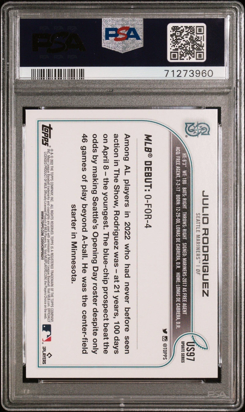 2022 Topps Update Us97 Julio Rodriguez PSA