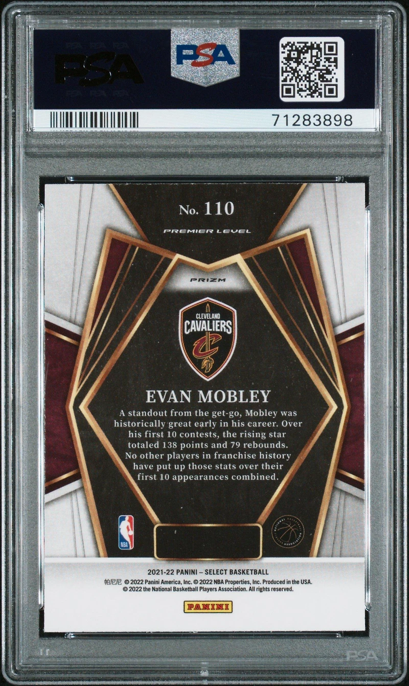 2021 Panini Select 110 Evan Mobley Silver Prizm PSA 10