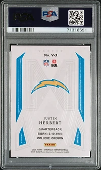 2020 Panini Chronicles Vertex V3 Justin Herbert PSA 9