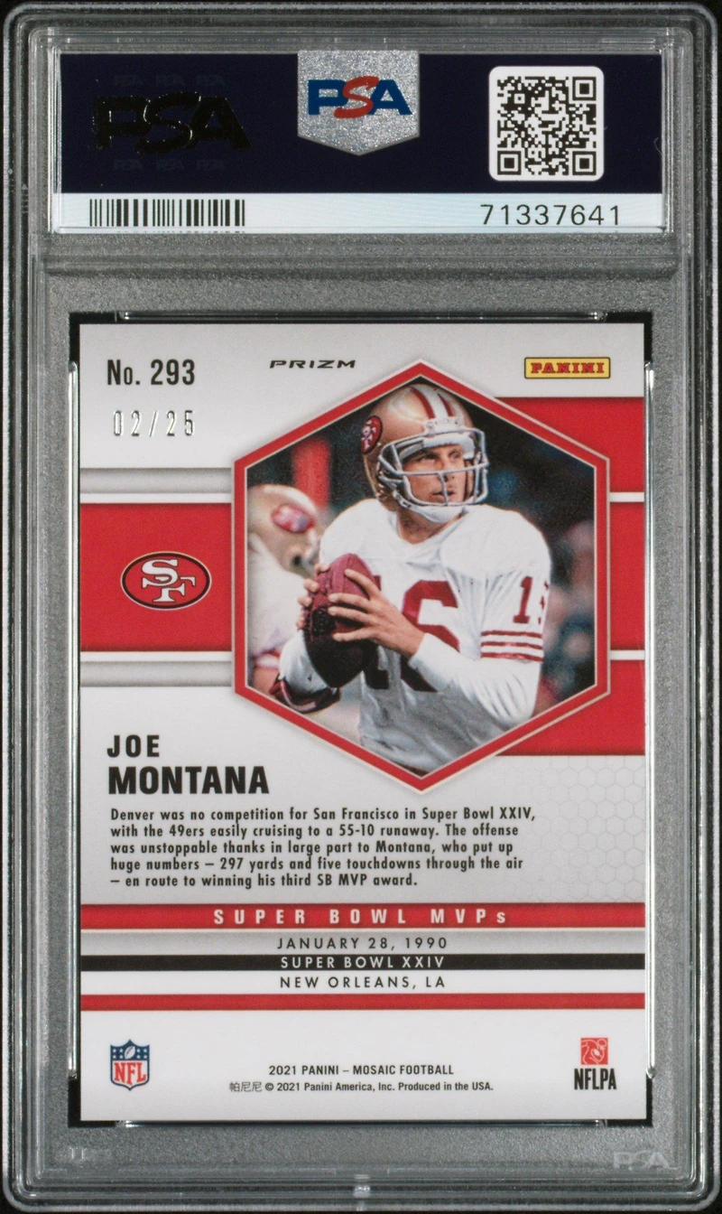 2021 Panini Mosaic 293 Joe Montana White Mosaic PSA 9