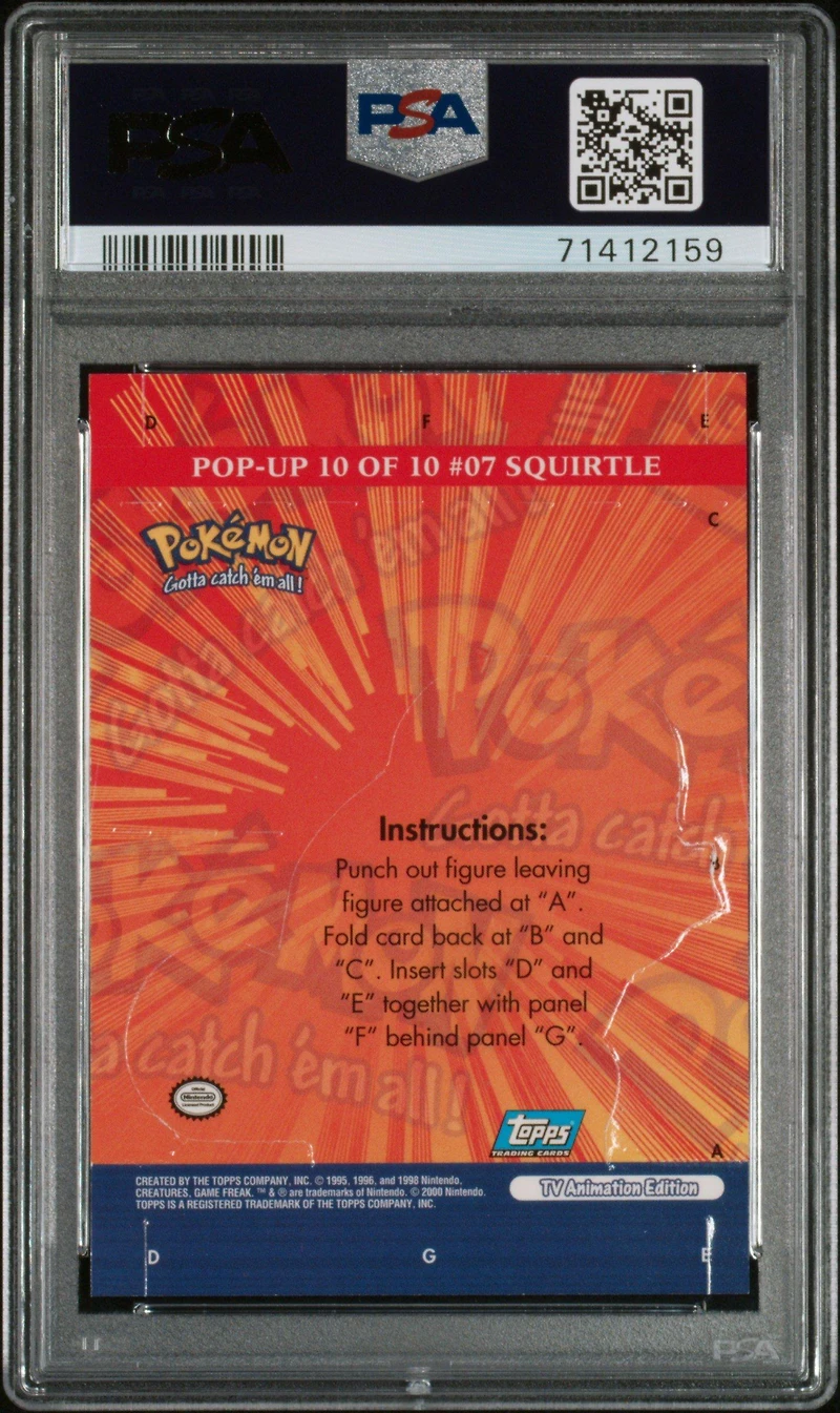 2000 Topps Pokemon Tv Animation Series 3 Pop-up 10 Squirtle PSA 9