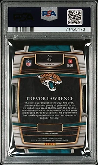 2021 Panini Select 43 Trevor Lawrence Die-cut Black/gold Prizm PSA