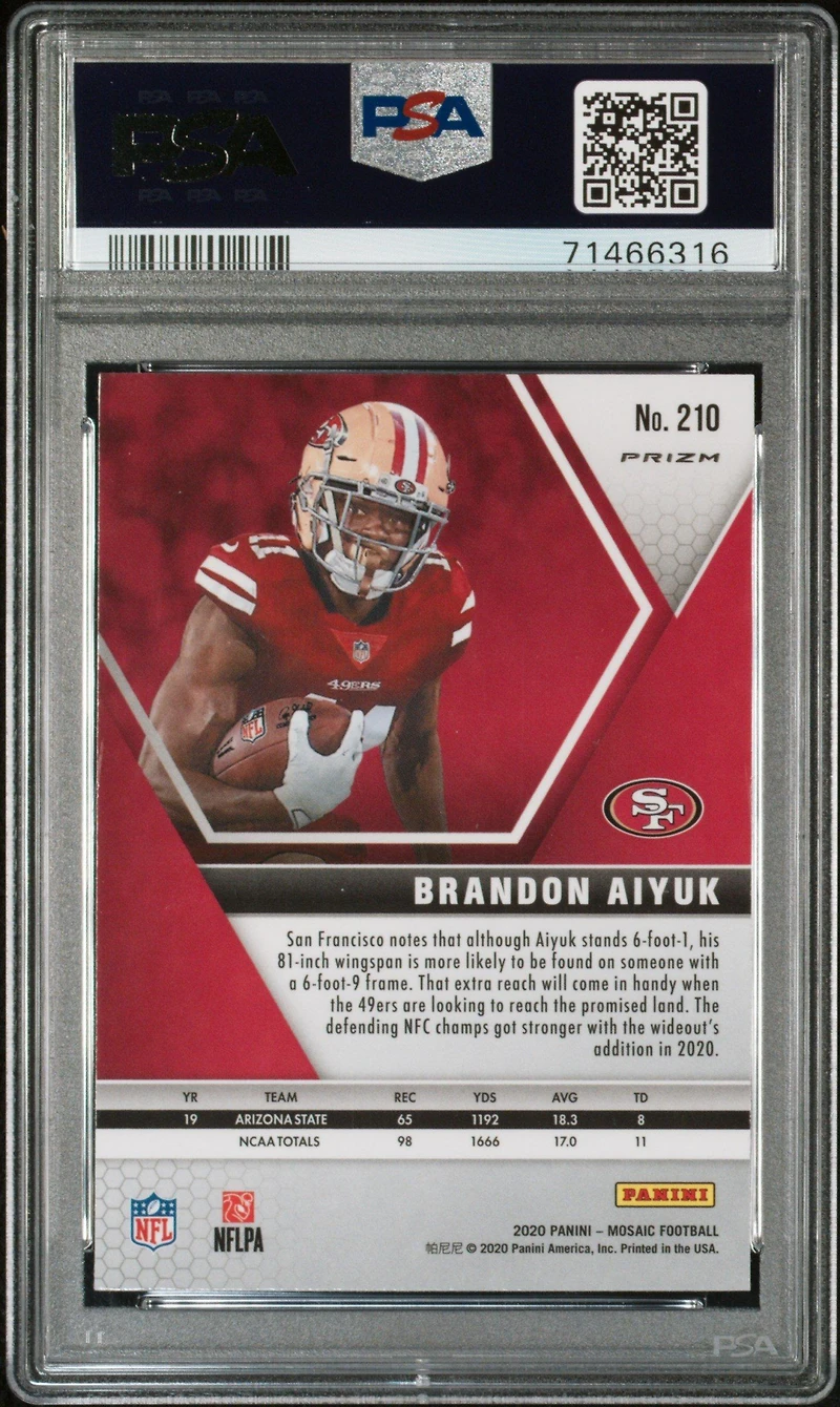 2020 Panini Mosaic 210 Brandon Aiyuk Genesis PSA 10