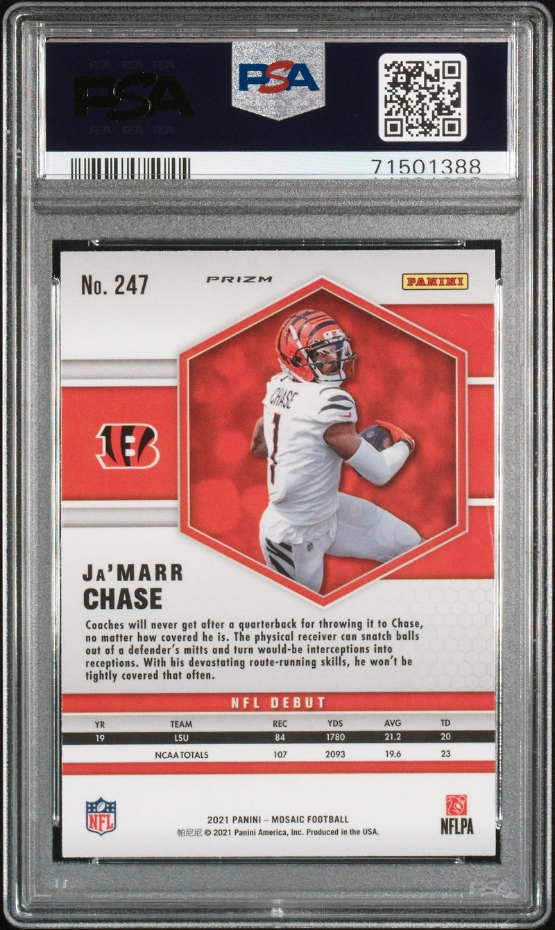 2021 Panini Mosaic 247 Ja’marr Chase Camo Pink PSA