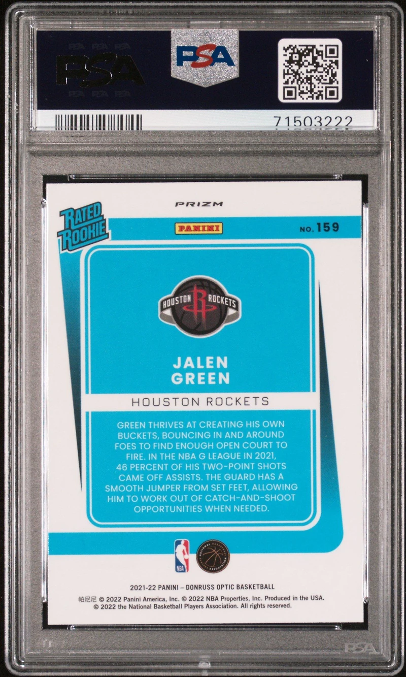 2021 Panini Donruss Optic 159 Jalen Green Holo PSA 10