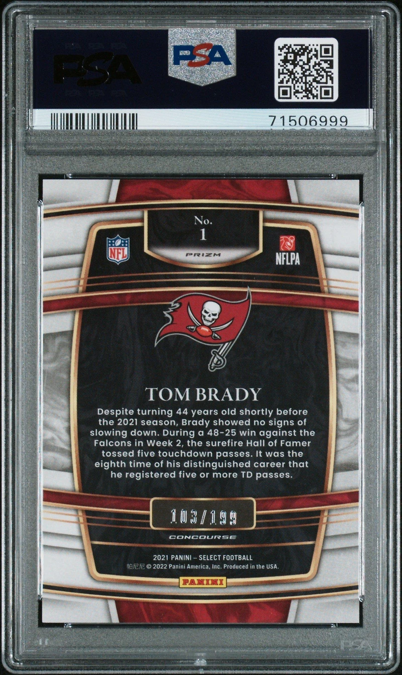 Panini Select Tom Brady Blue Prizm PSA