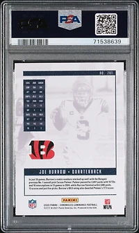 2020 Panini Chronicles Luminance 201 Joe Burrow PSA 10