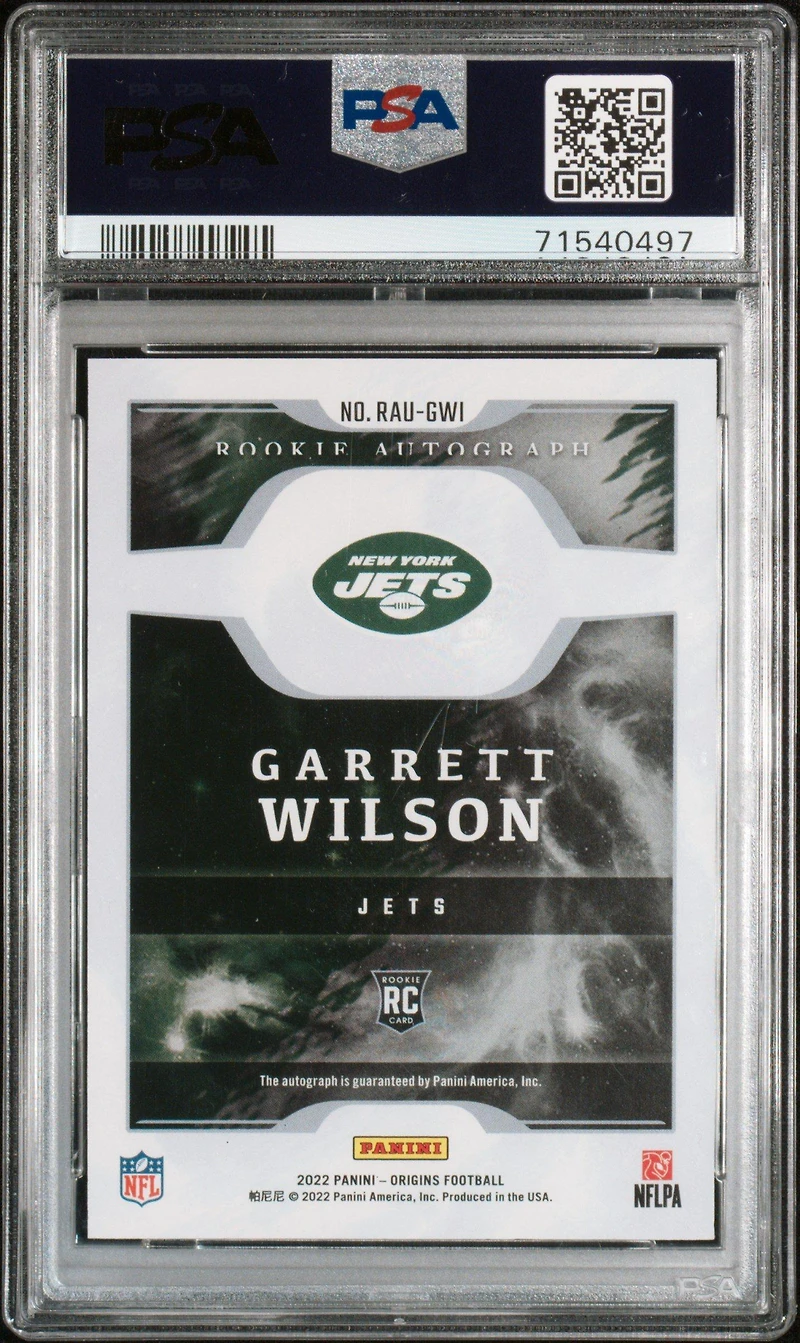 2022 Panini Origins Rookie Autographs Raugwi Garrett Wilson PSA 9