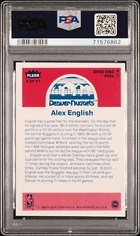 1986 Fleer Sticker 4 Alex English PSA 9