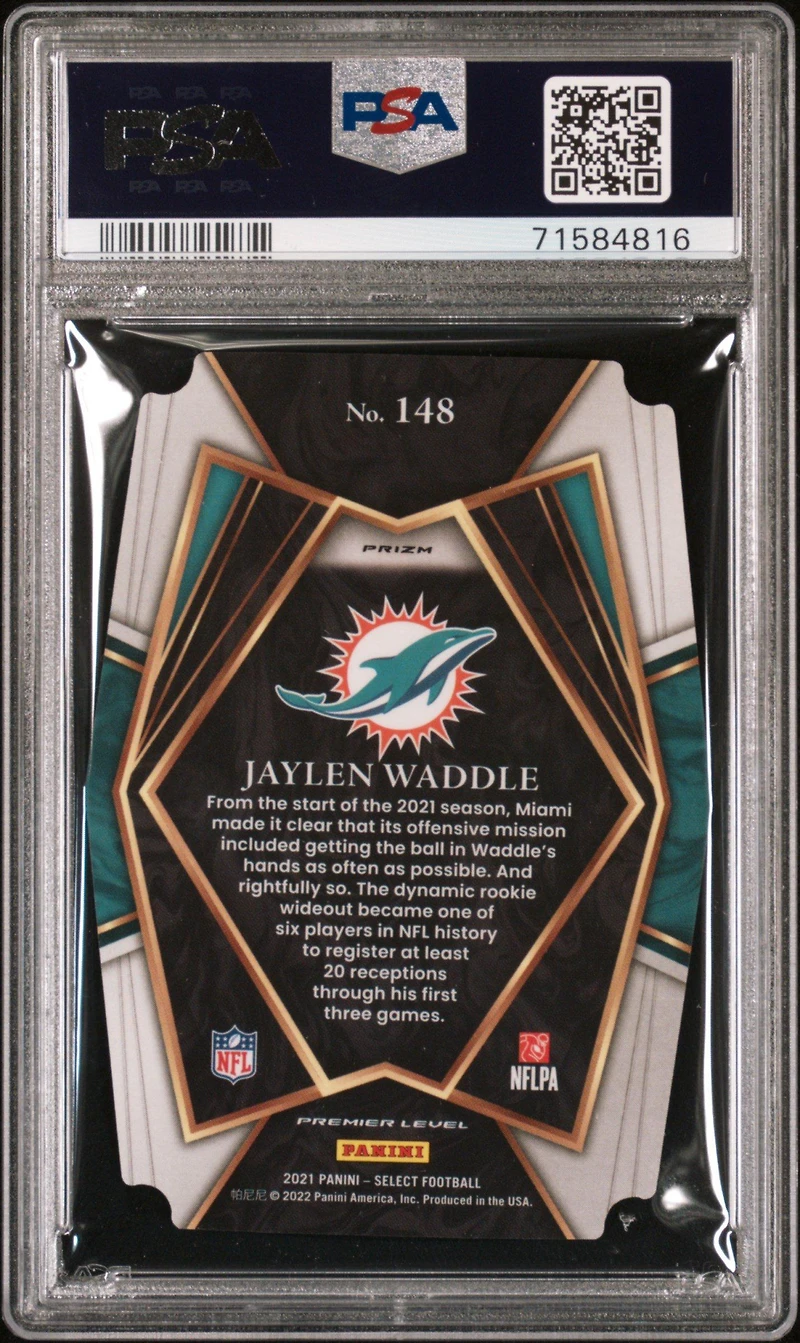 2021 Panini Select 148 Jaylen Waddle Die-cut / Prizm PSA 9