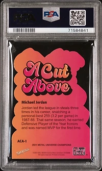 2021 Skybox Metal Universe Champions A Cut Above Die-cut Aca1 Michael Jordan PSA 9