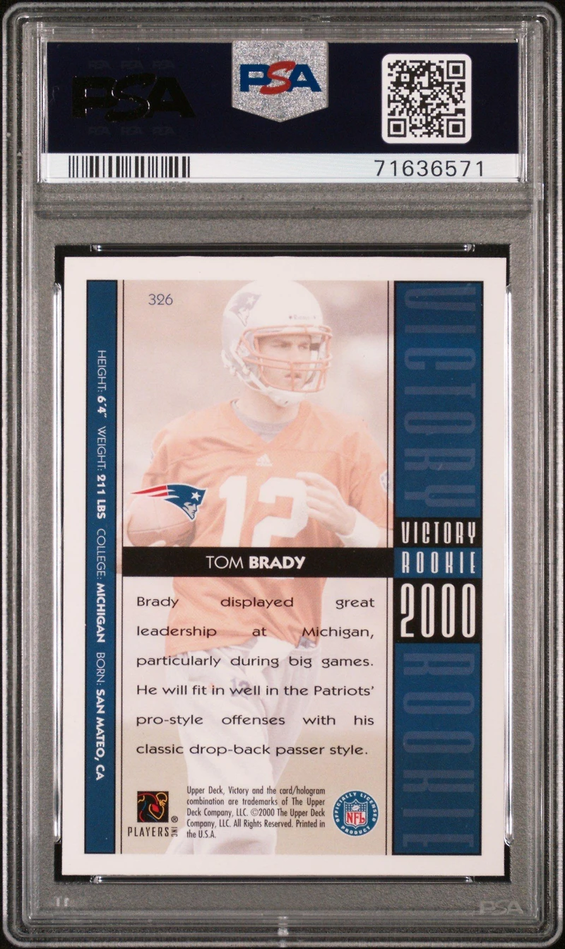 2000 Victory 326 Tom Brady PSA 8