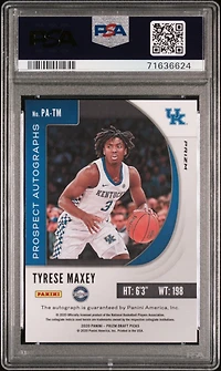 2020 Panini Prizm Draft Picks Prospect Autographs Patm Tyrese Maxey Hyper Prizm PSA 10