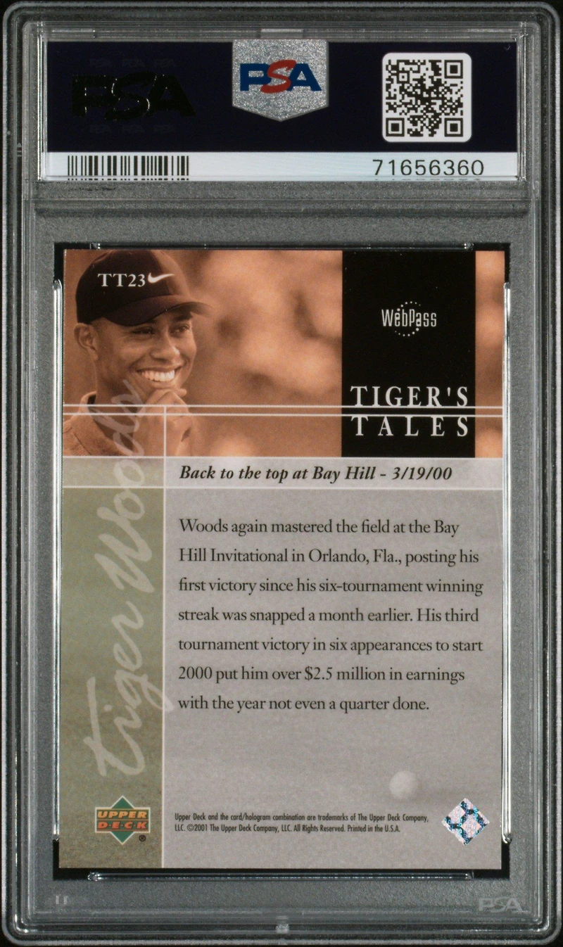 2001 Upper Deck Tiger's Tales Tt23 Tiger Woods PSA 9