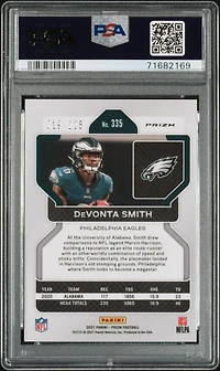 2021 Panini Prizm 335 Devonta Smith Purple Ice PSA 10